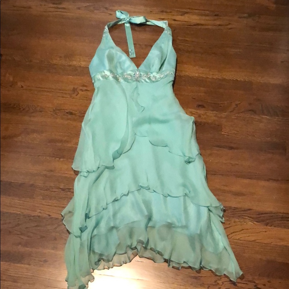 Stunning Laundry By Shelli Segal Teal Silk dress